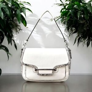 Coach Taylor Mixed Leather Snakeskin Marin Flap Satchel